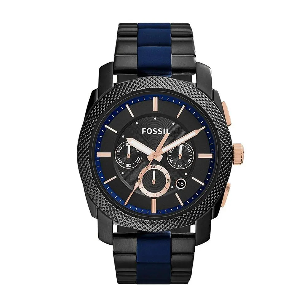 RELOJ FOSSIL MACHINE FS5164 ACERO NEGRO Y AZUL