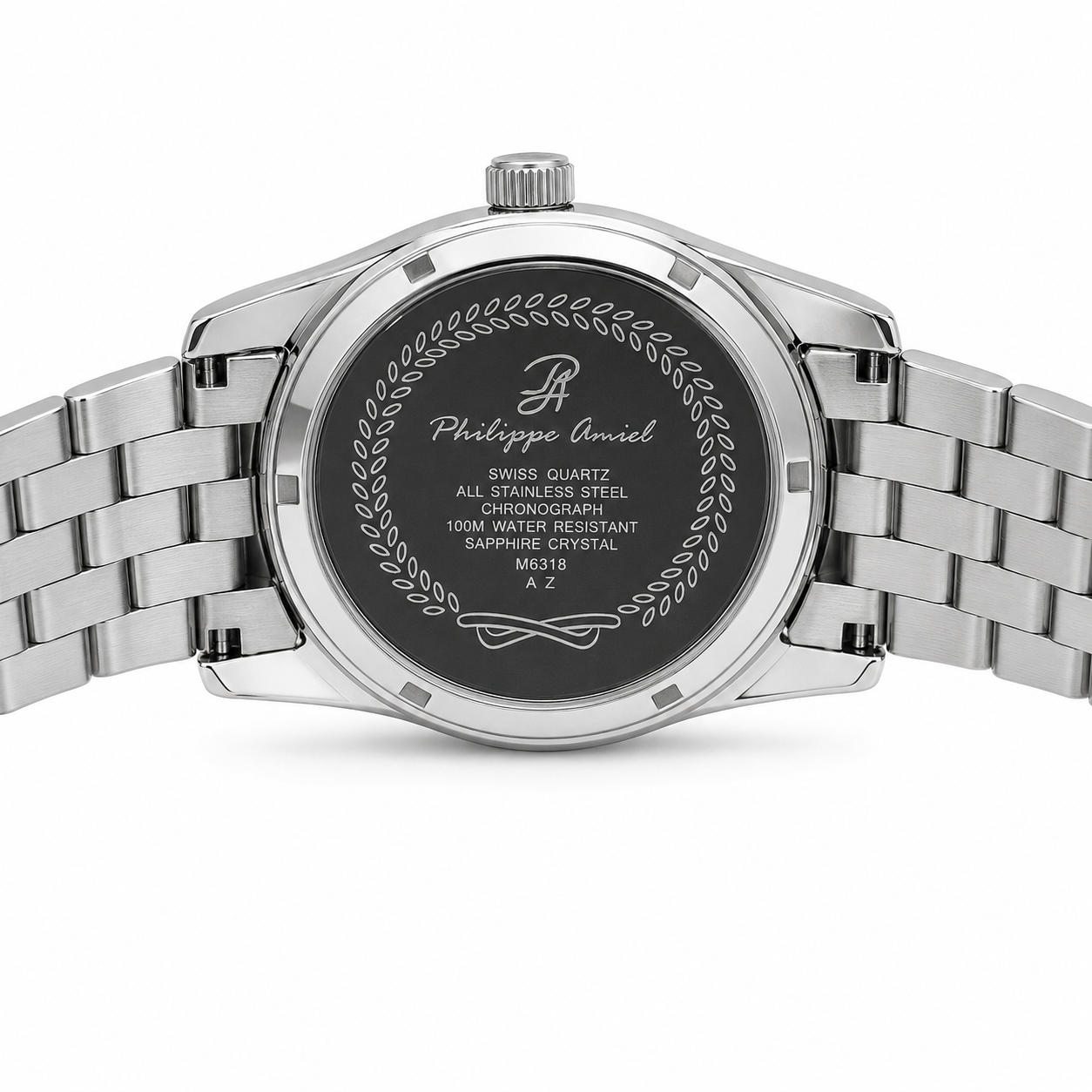 Philippe Amiel M6318 Reloj para Hombre Cronógrafo Acero Inoxidable Plateado Esfera Azul