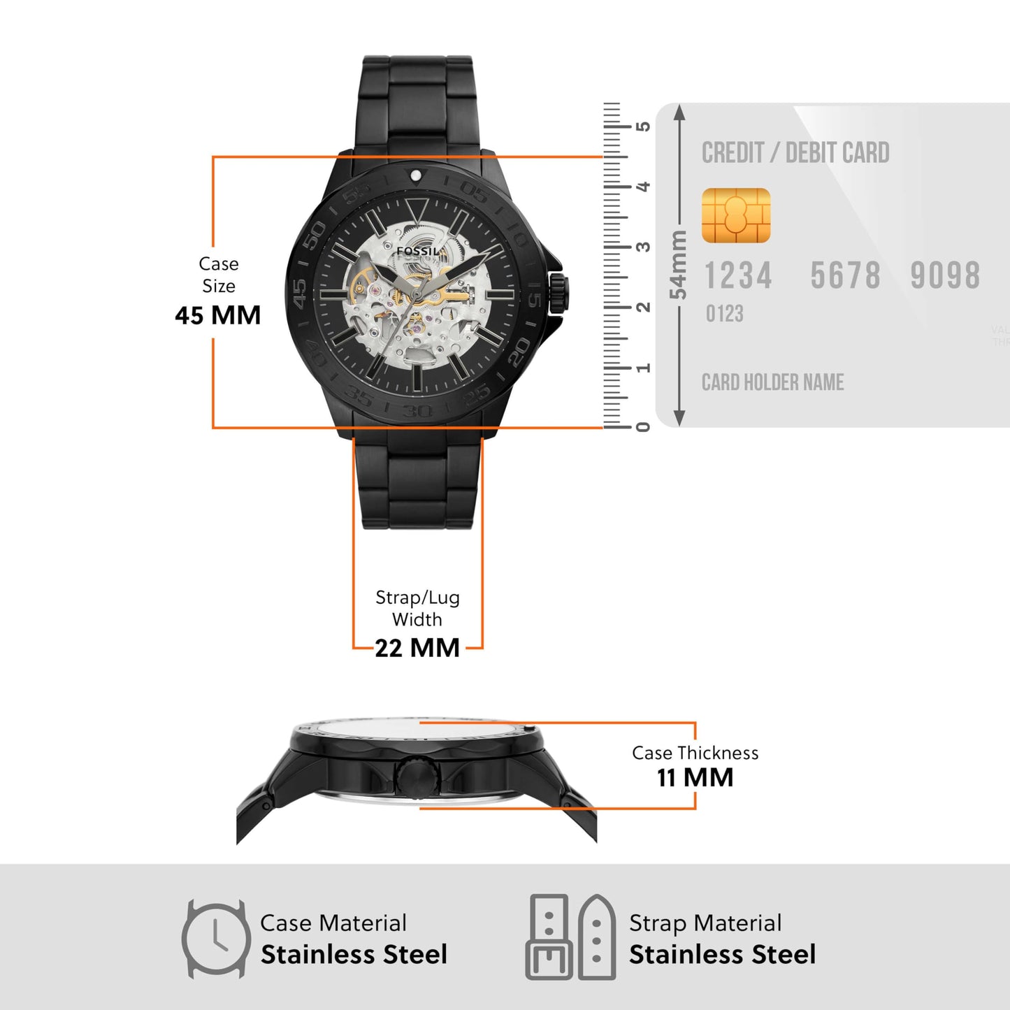 RELOJ FOSSIL BQ2679 ACERO NEGRO