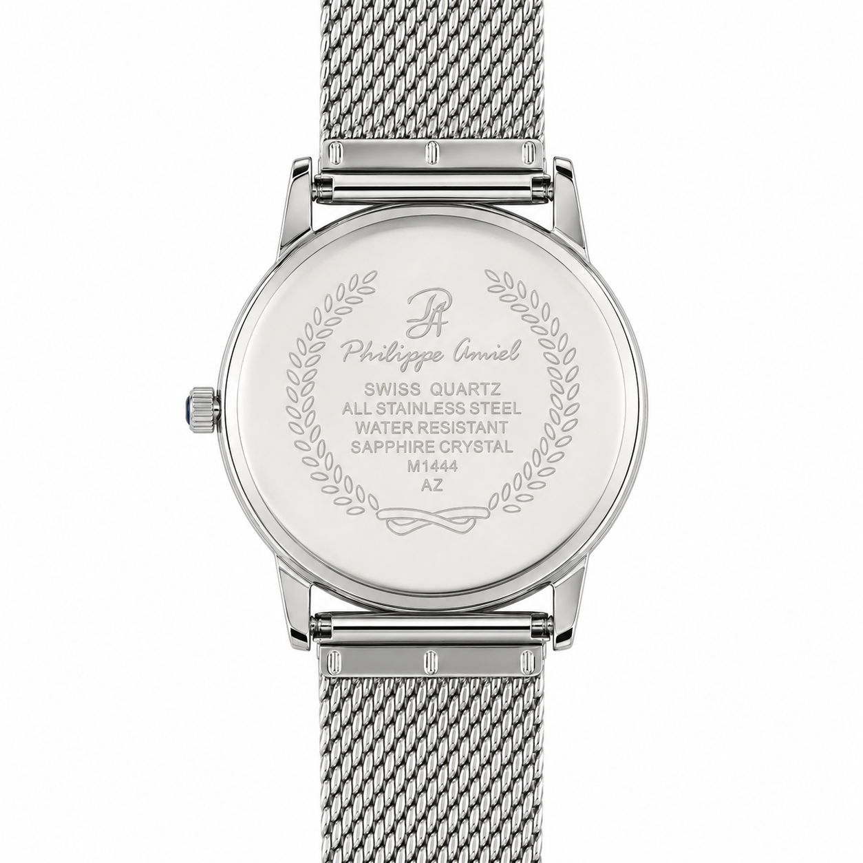 Philippe Amiel M1444 AZ Reloj para Hombre Acero Inoxidable con Malla Milanesa Plateada