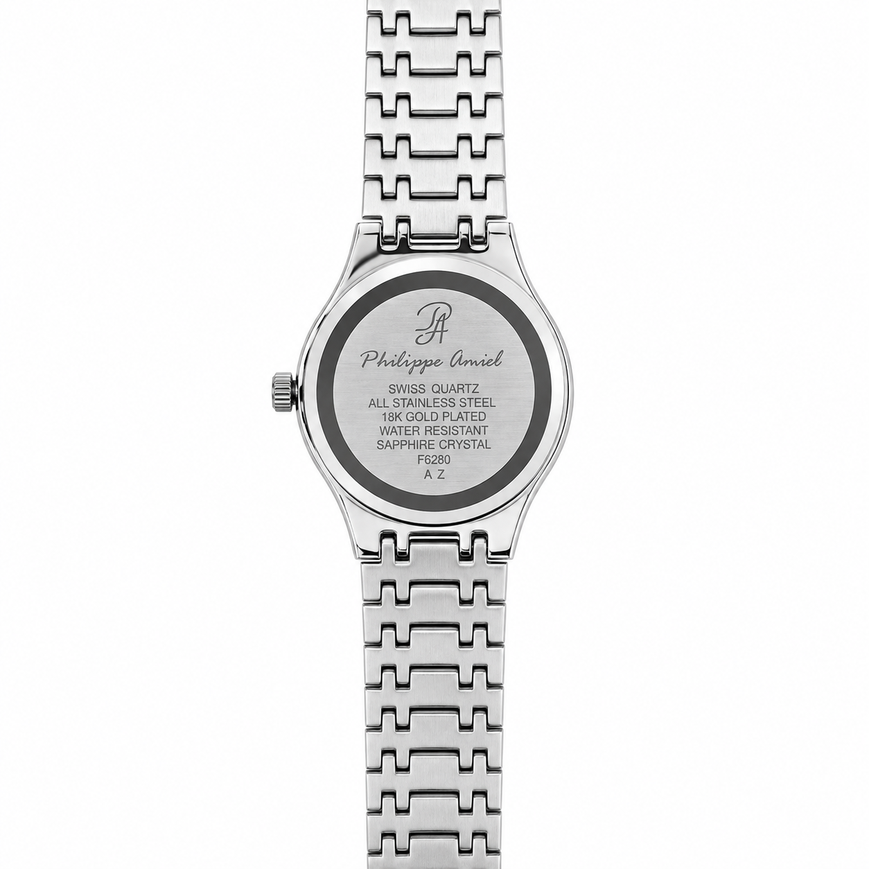 Philippe Amiel F6280 Reloj para Mujer Acero Inoxidable Plateado Esfera Blanca
