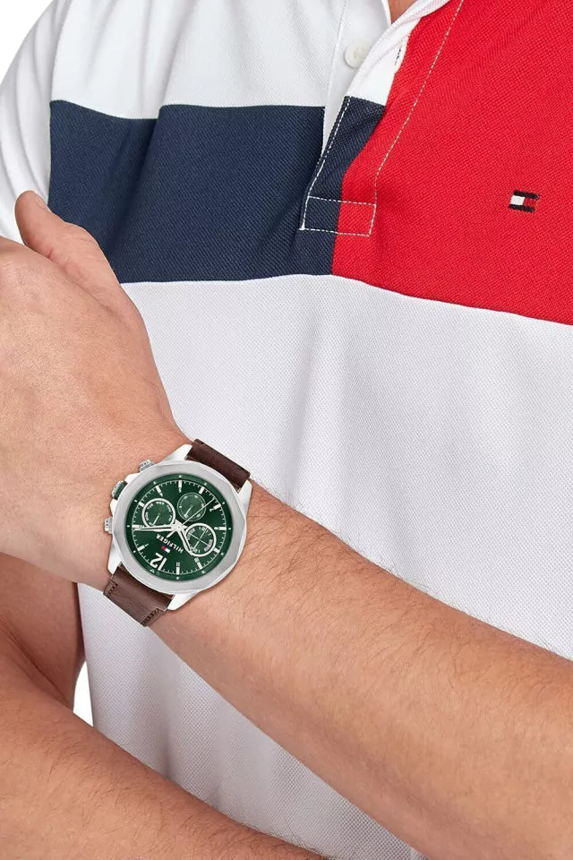RELOJ TOMMY CABALLERO 1792064 CUERO TABLERO VERDE