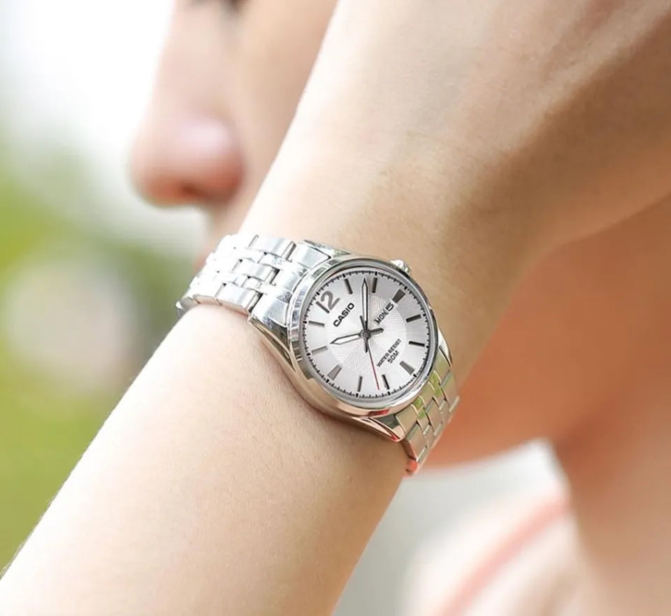 RELOJ CASIO  LTP-1335D-7A MUJER ACERO DOBLE CALENDARIO