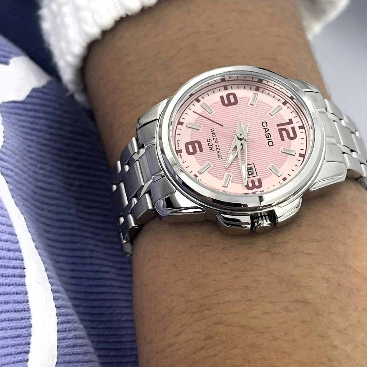 RELOJ CASIO LTP-1314D-5A TABLERO ROSA DAMA