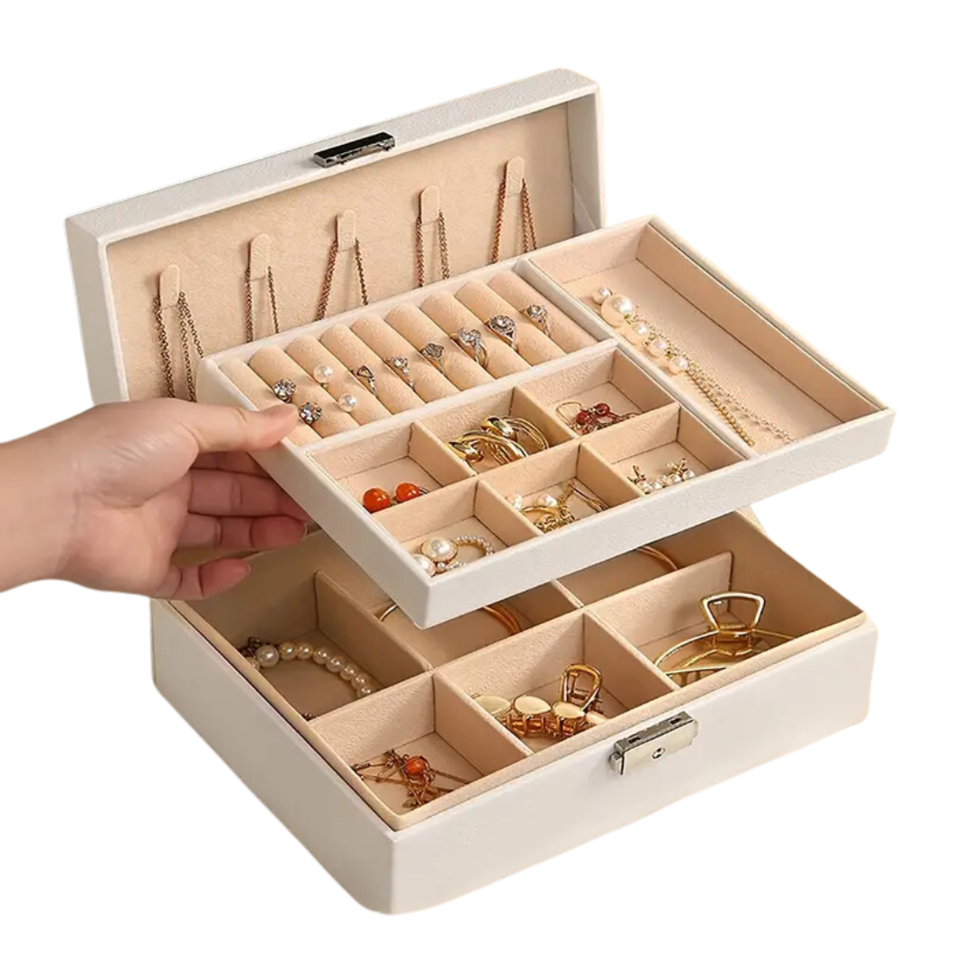 ESTUCHE ORGANIZADOR DE JOYAS ELEGANTE CON LLAVE