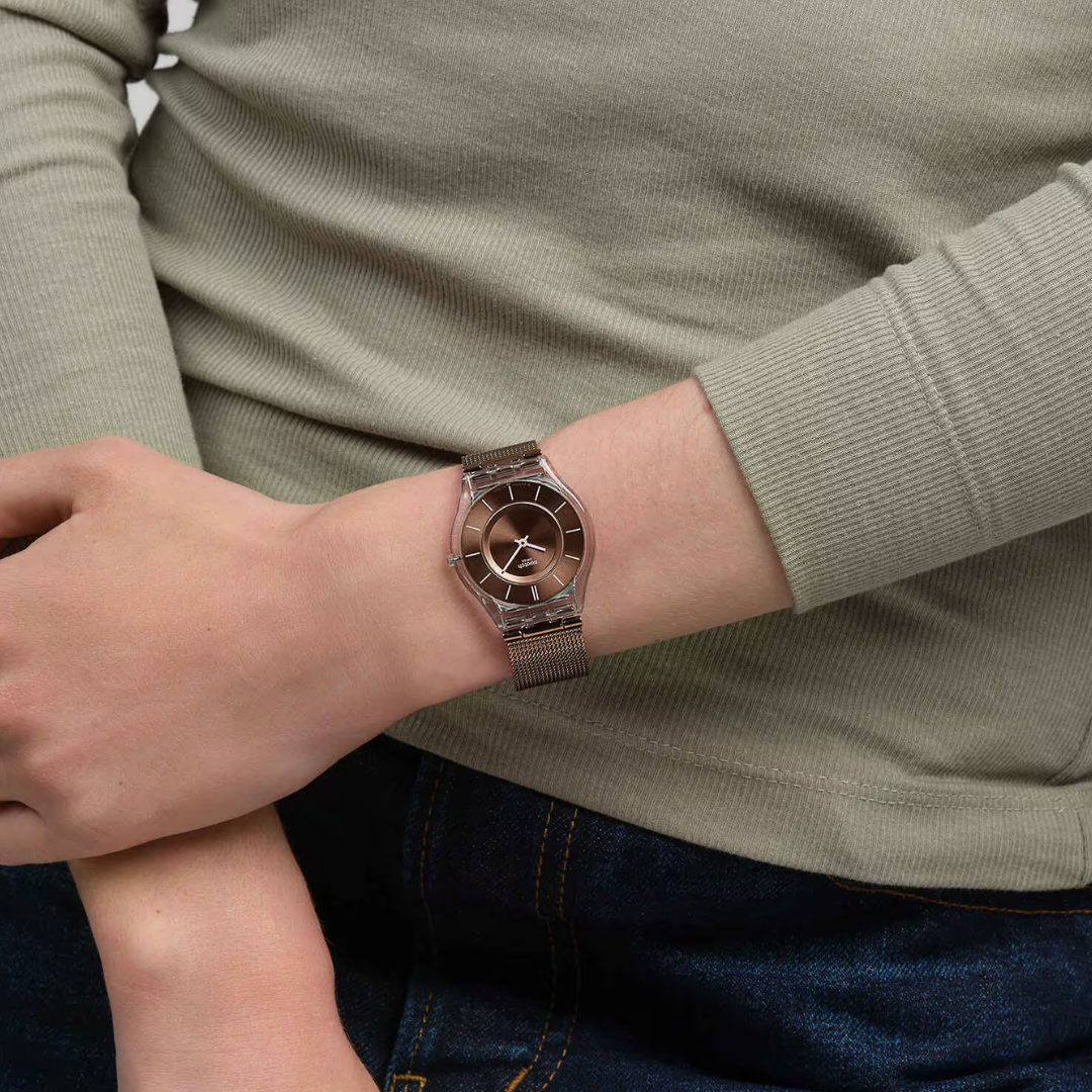 RELOJ SWATCH EXTRAPLANO ORO ROSA