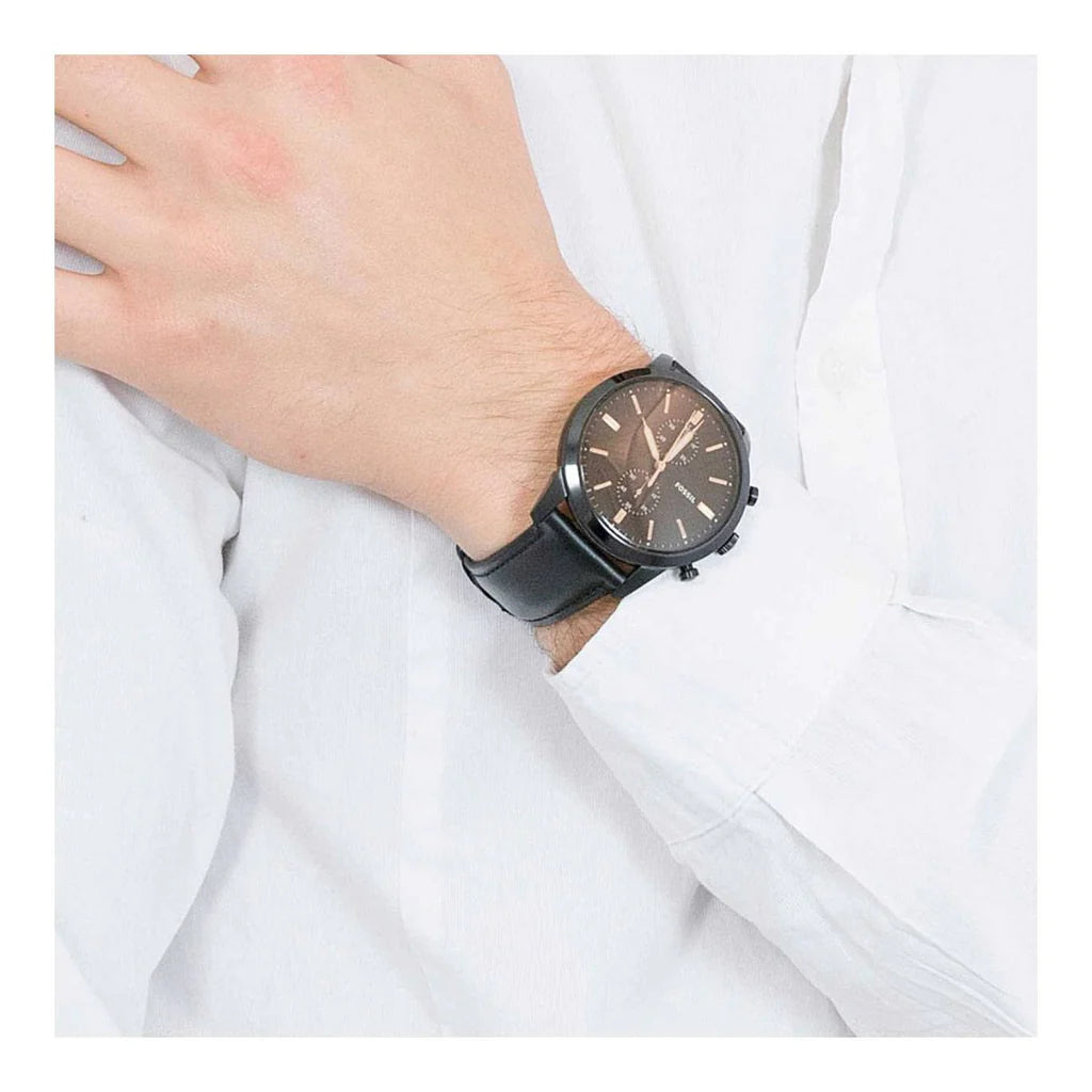 RELOJ FOSSIL FS5585 CUERO NEGRO CRONOGRAFO