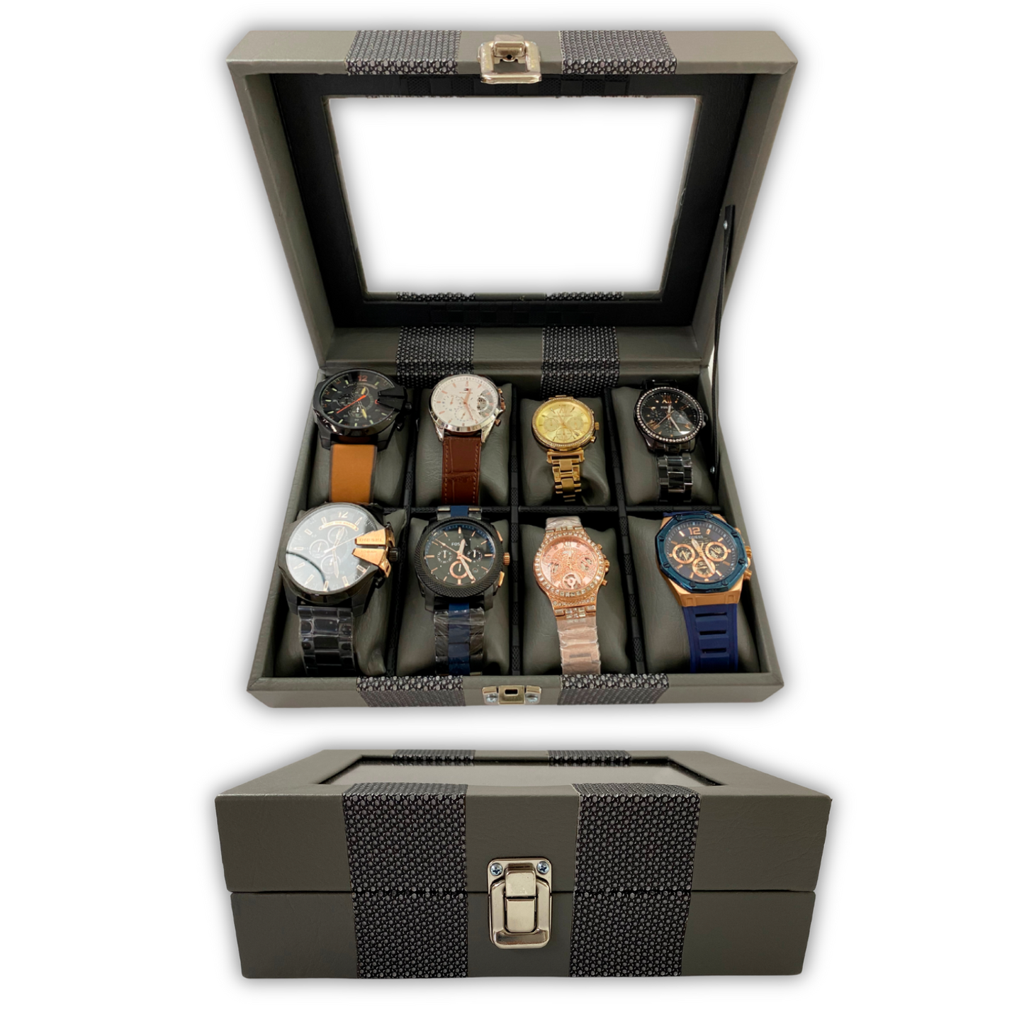 ORGANIZADOR DE RELOJES ESTUCHE RELOJERA DE LUJO 8 PUESTOS