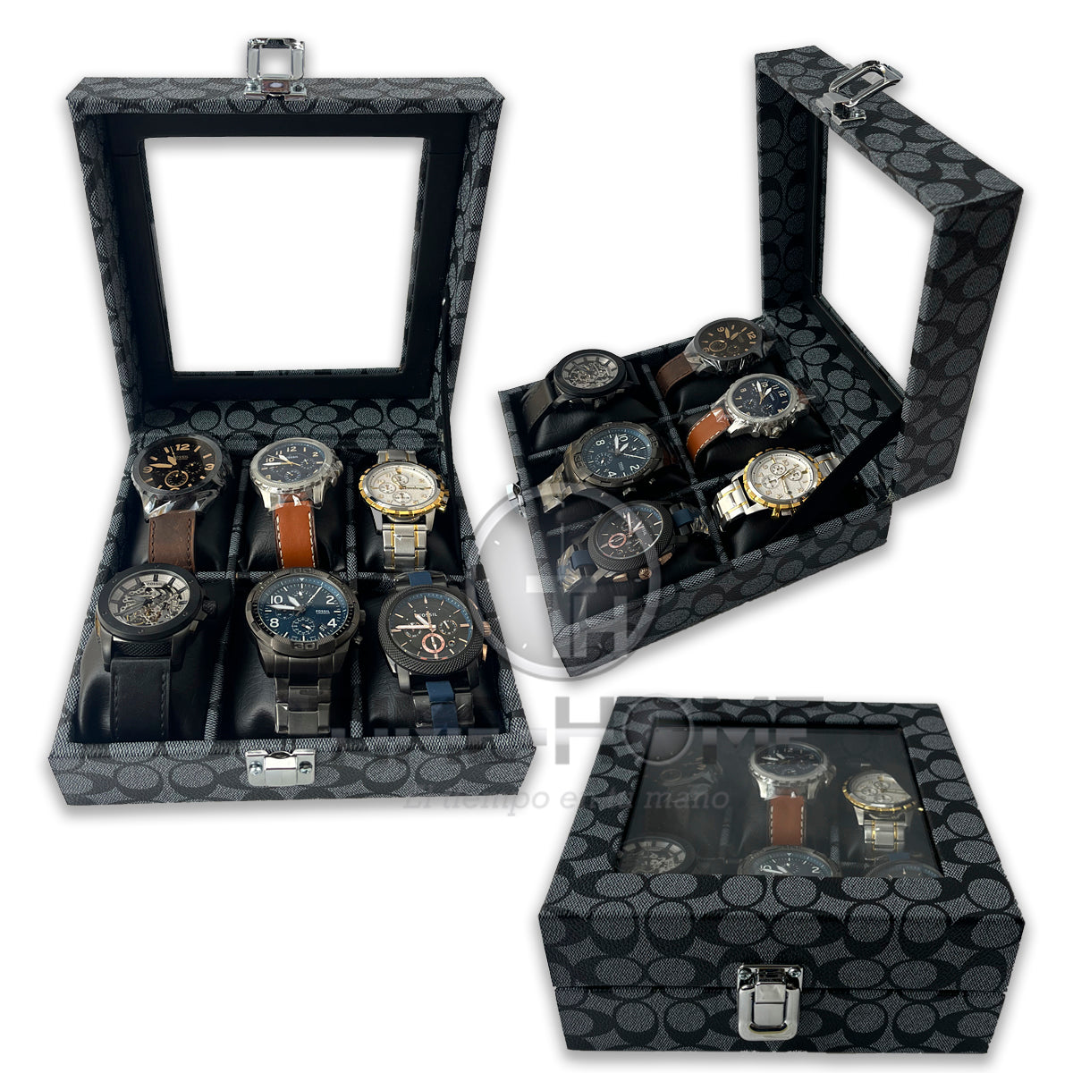 ORGANIZADOR DE RELOJES ESTUCHE RELOJERA DE LUJO 6 PUESTOS