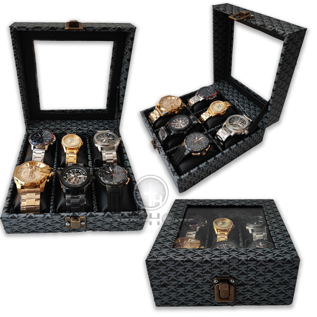 ORGANIZADOR DE RELOJES ESTUCHE RELOJERA DE LUJO 6 PUESTOS