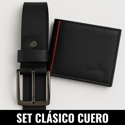 Set Clásico Cuero – Billetera + Correa para Hombre