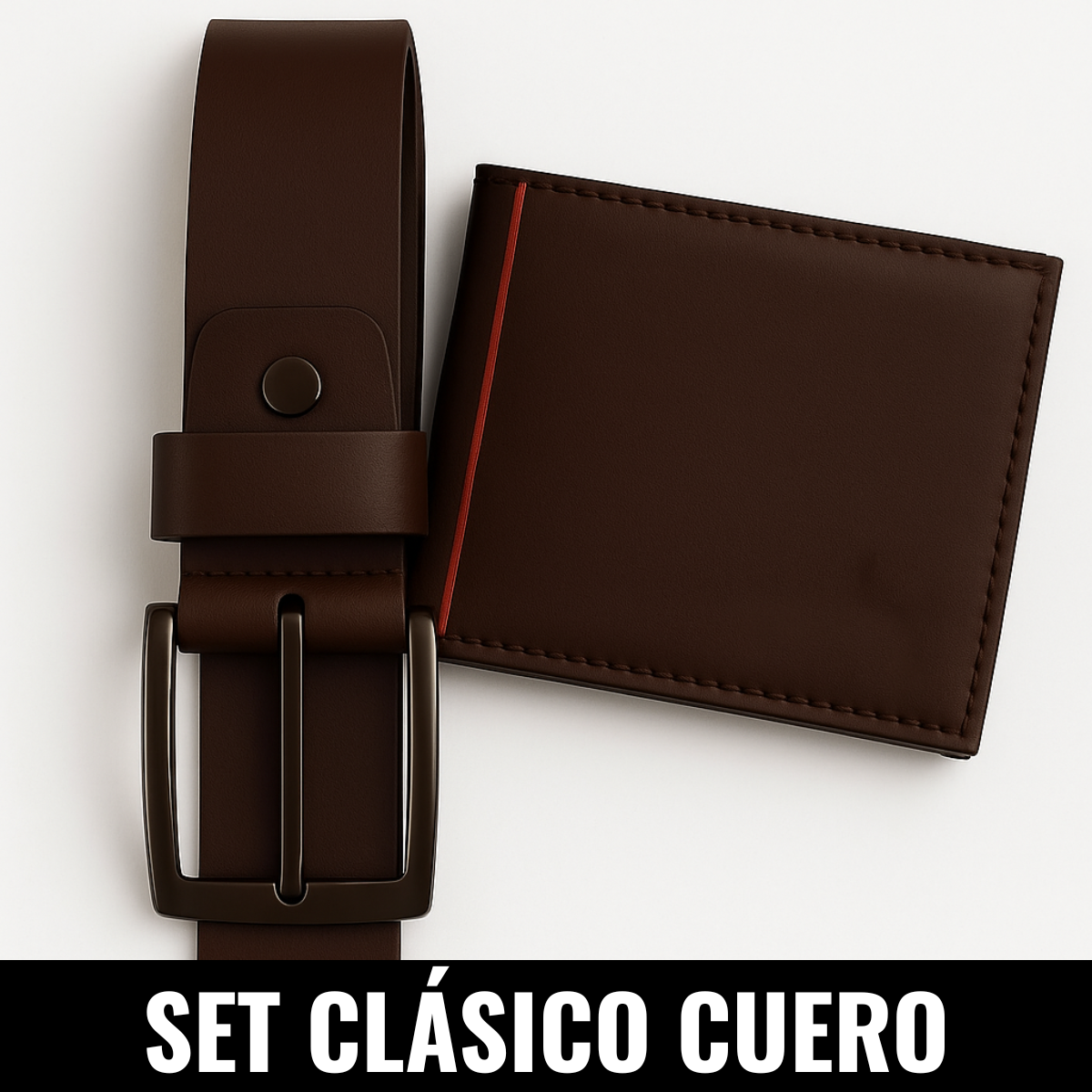 Set Clásico Cuero – Billetera + Correa para Hombre