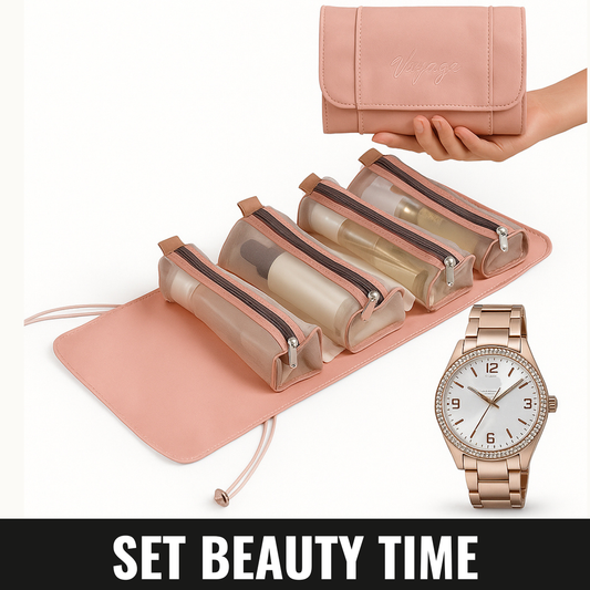 💄 Set Beauty Time – Bolsa de Maquillaje + Reloj para Mujer