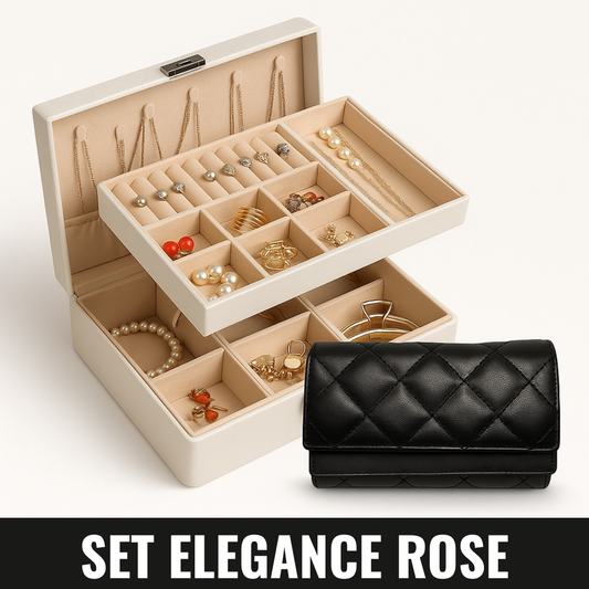 💗 Set Elegance Rose – Joyero + Billetera para Mujer
