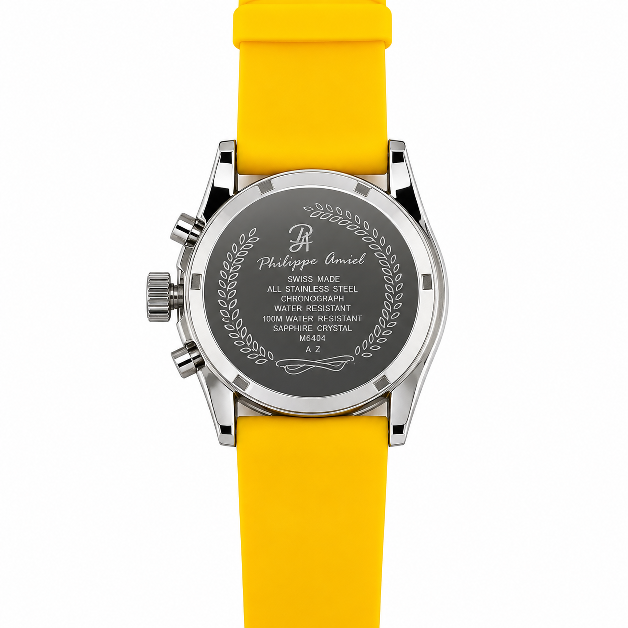 Philippe Amiel M6404 Reloj para Hombre Cronógrafo Acero y Correa Amarilla