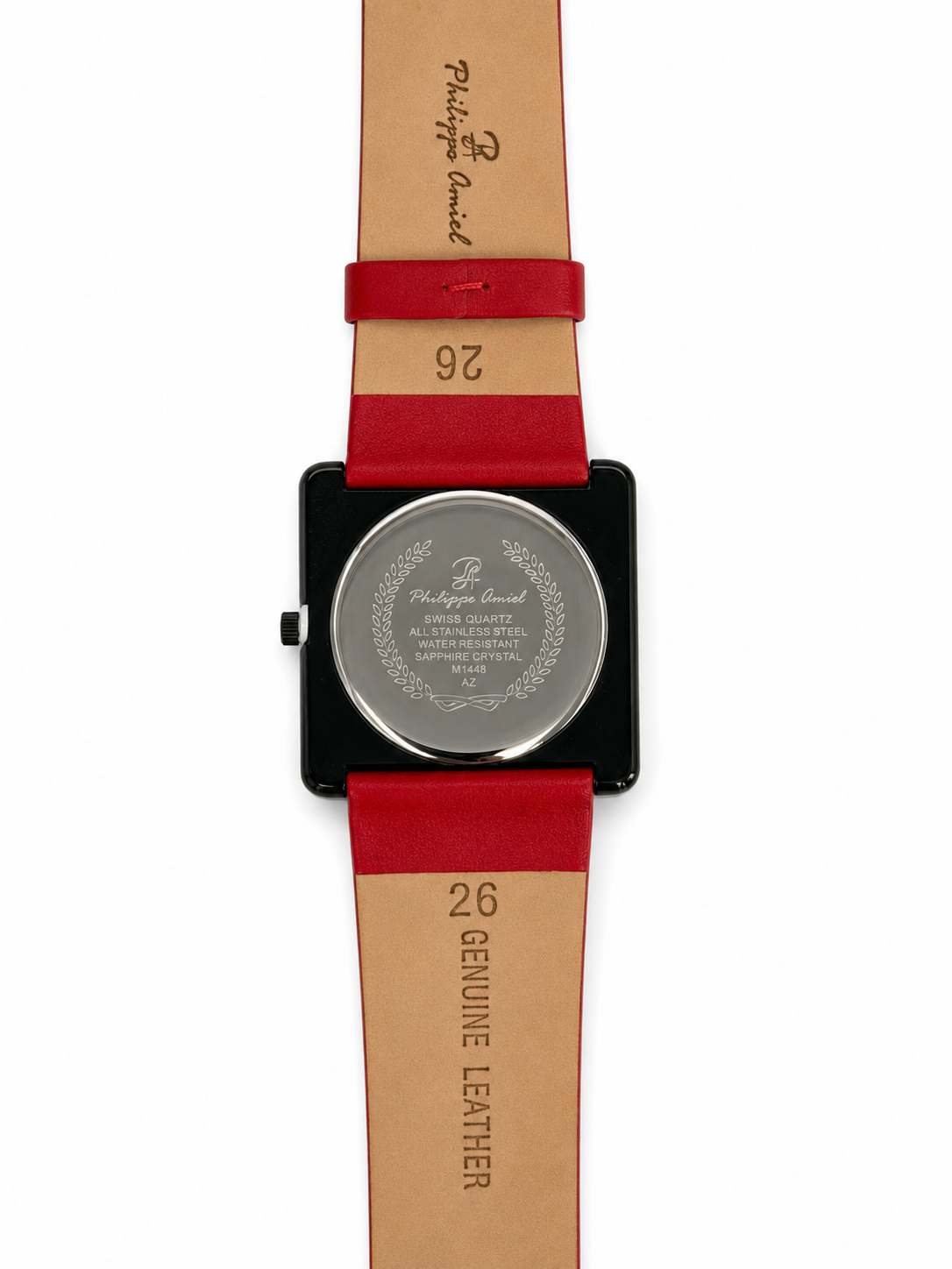 Philippe Amiel M1448 AZ Reloj para Unisex Negro Rojo Acero Inoxidable