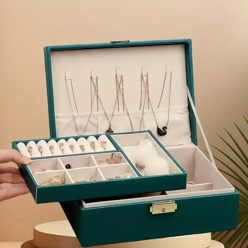 ESTUCHE ORGANIZADOR DE JOYAS ELEGANTE CON LLAVE