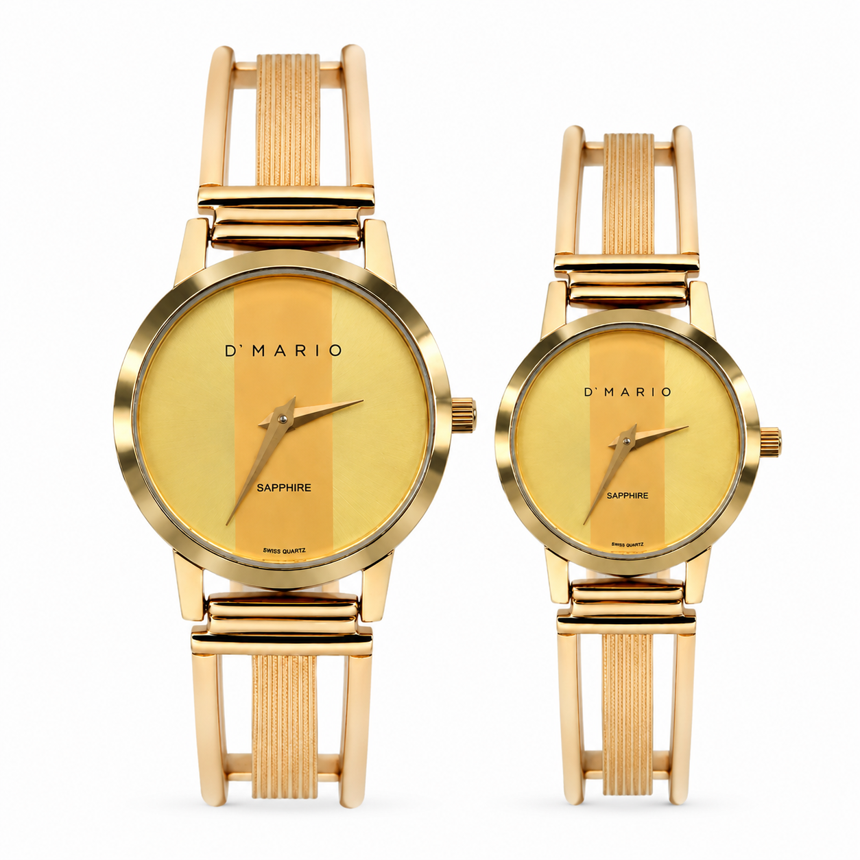 PAREJA DE RELOJES D'MARIO PULSO ESQUELETO TABLERO CHAMPAGNE