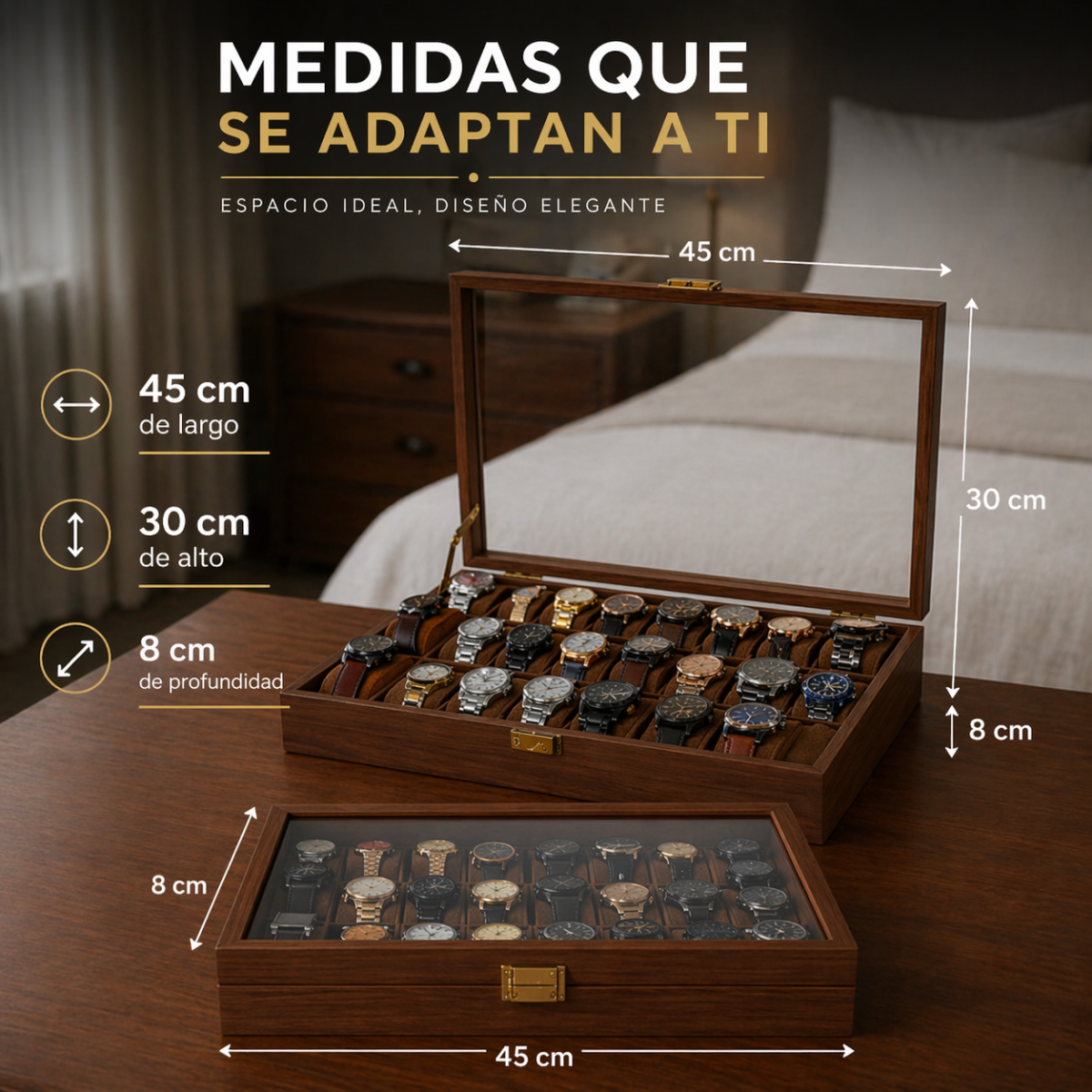 ESTUCHE DE MADERA PREMIUM PARA 24 RELOJES