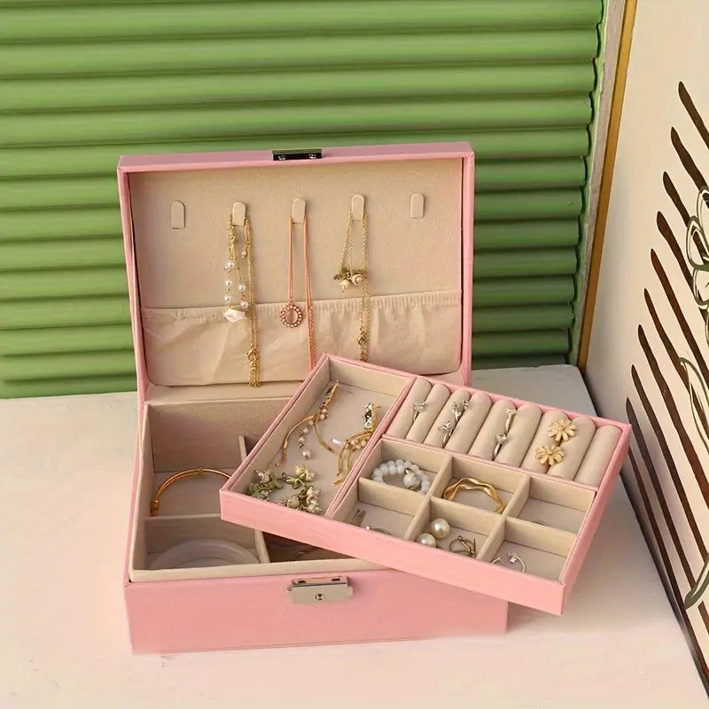 ESTUCHE ORGANIZADOR DE JOYAS ELEGANTE CON LLAVE