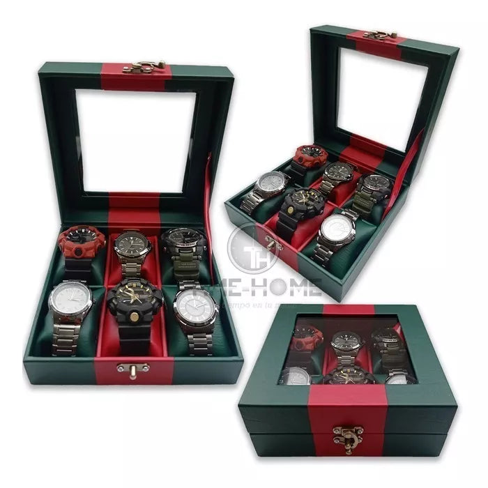 ORGANIZADOR DE RELOJES ESTUCHE RELOJERA DE LUJO 6 PUESTOS