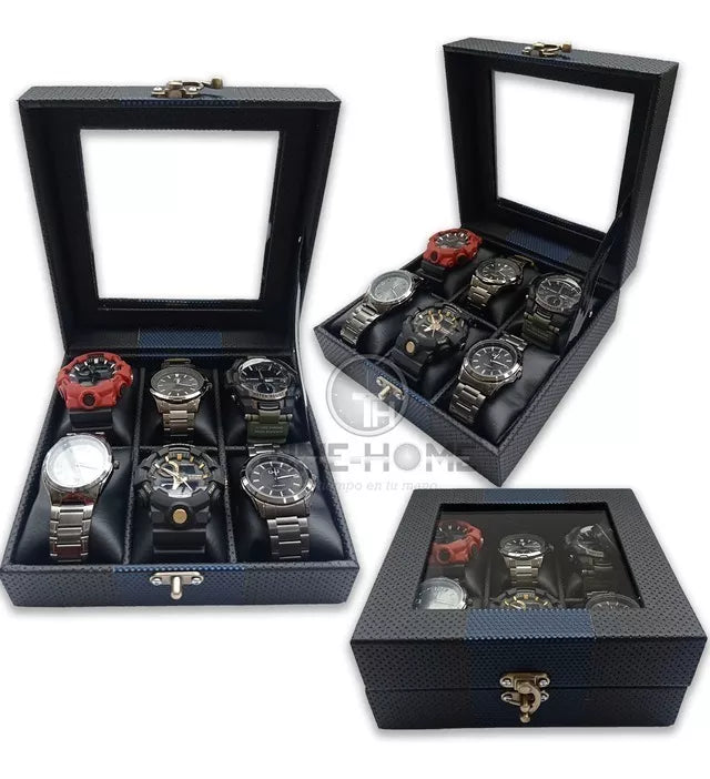 ORGANIZADOR DE RELOJES ESTUCHE RELOJERA DE LUJO 6 PUESTOS
