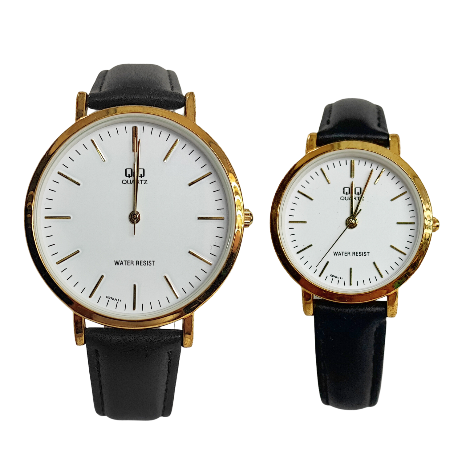 PAREJA DE RELOJES Q Q EN CUERO MOVIMIENTO CUARZO Time Home