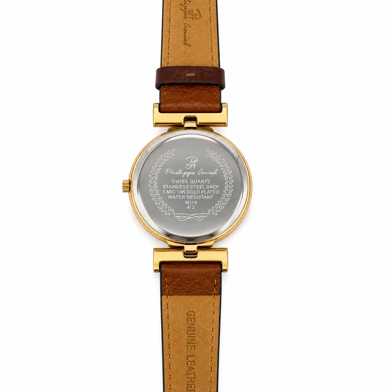 Philippe Amiel F6239 AZ Reloj para Mujer Acero Bicolor con Correa de Cuero Negra