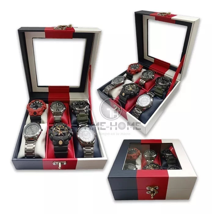 ORGANIZADOR DE RELOJES ESTUCHE RELOJERA DE LUJO 6 PUESTOS