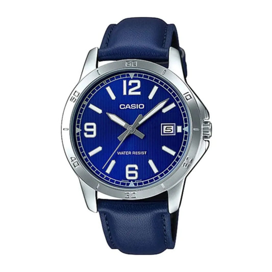 RELOJ CASIO MTP-V004L-2B CUERO AZUL HOMBRE