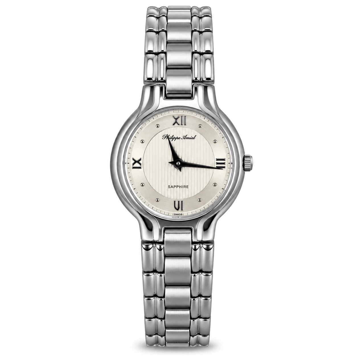Philippe Amiel F6328 Reloj para Mujer Acero Inoxidable Plateado Esfera Blanca