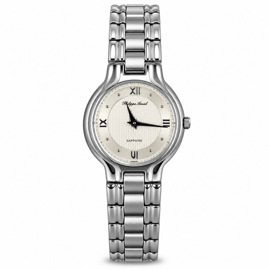 Philippe Amiel F6328 Reloj para Mujer Acero Inoxidable Plateado Esfera Blanca