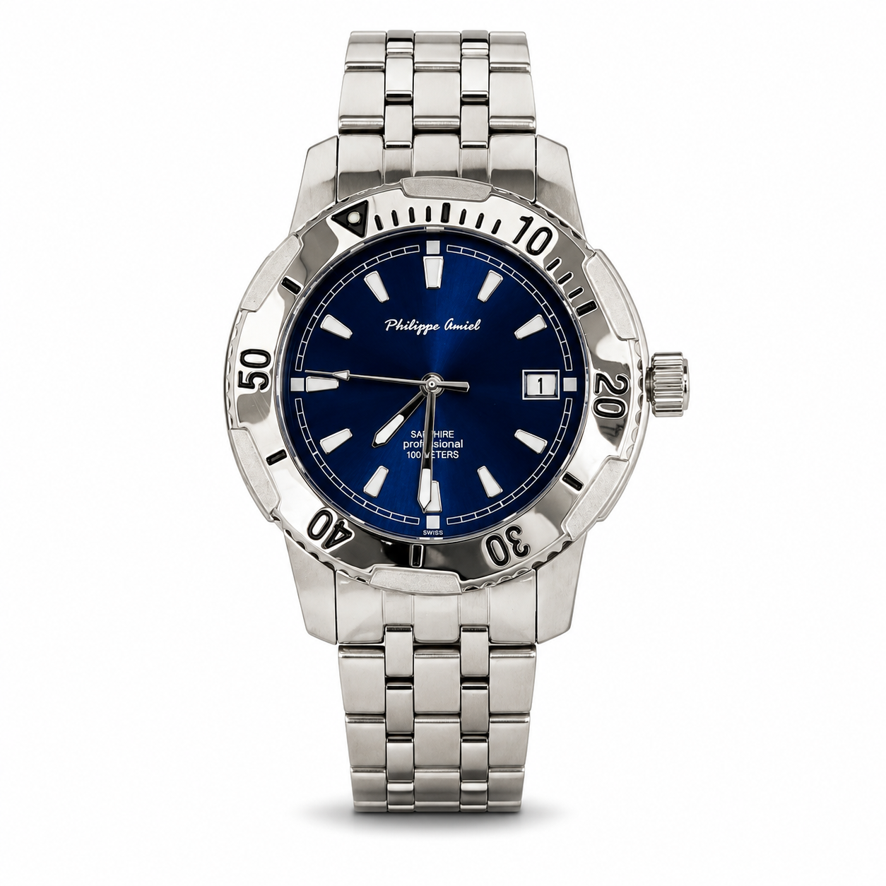 Philippe Amiel M6318 Reloj para Hombre Acero Inoxidable Esfera Azul
