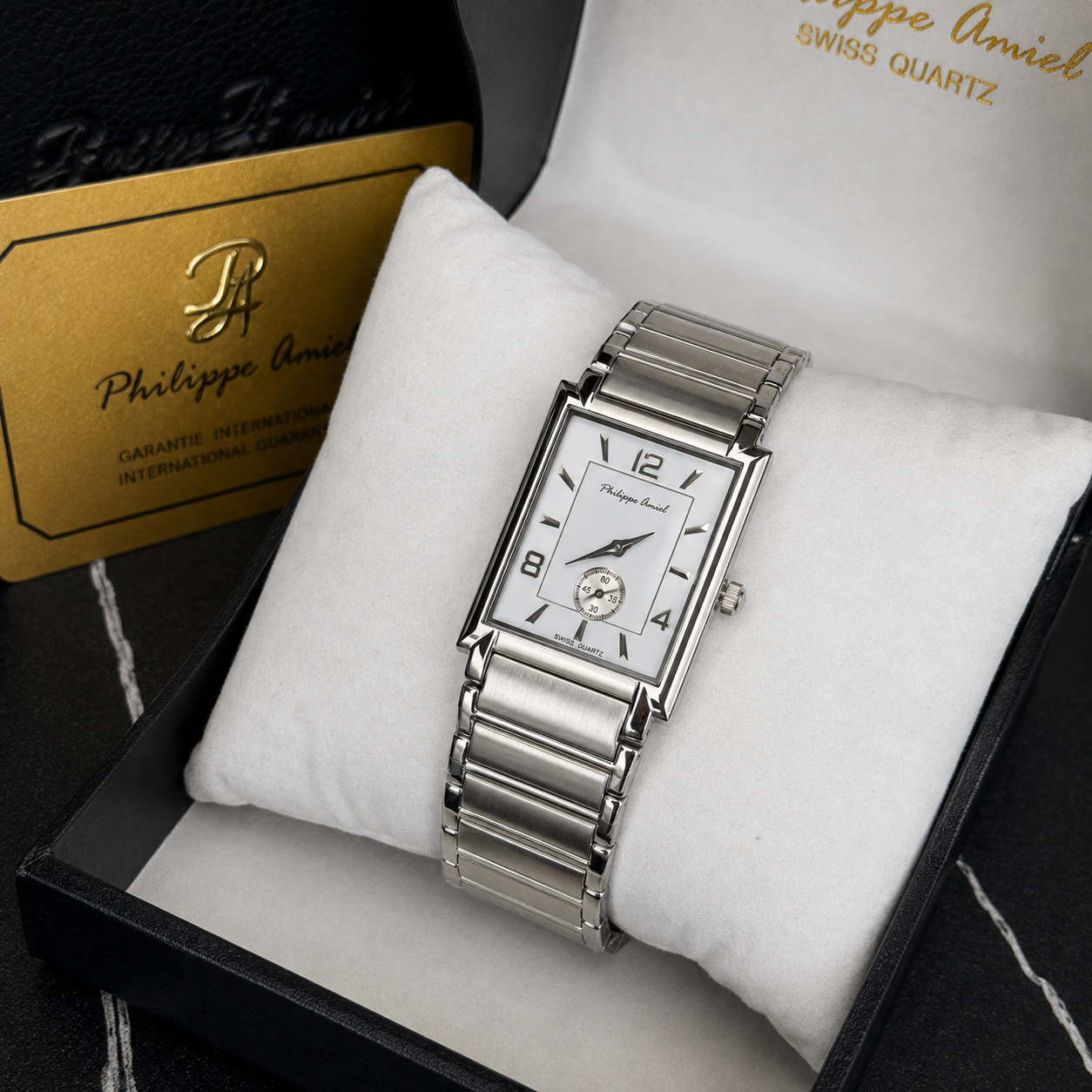 Philippe Amiel M6340 AZ Reloj para Hombre Acero Inoxidable Plateado Rectangular