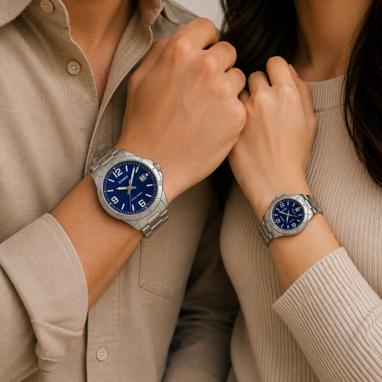 PAREJA DE RELOJES CASIO V004D-2B ACERO