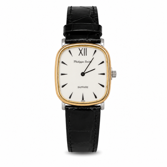 Philippe Amiel M1379 AZ Reloj para Hombre Bicolor Oro Rosa y Acero con Correa de Cuero Negra