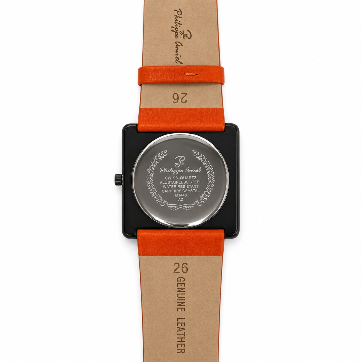 Philippe Amiel M1448 AZ Reloj para Unisex Negro Naranja Acero Inoxidable
