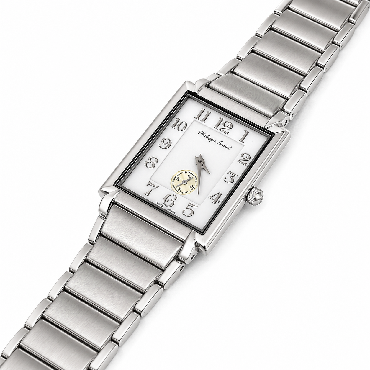 Philippe Amiel M6340 Reloj para Hombre Acero Inoxidable Rectangular Plateado con Cristal de Zafiro