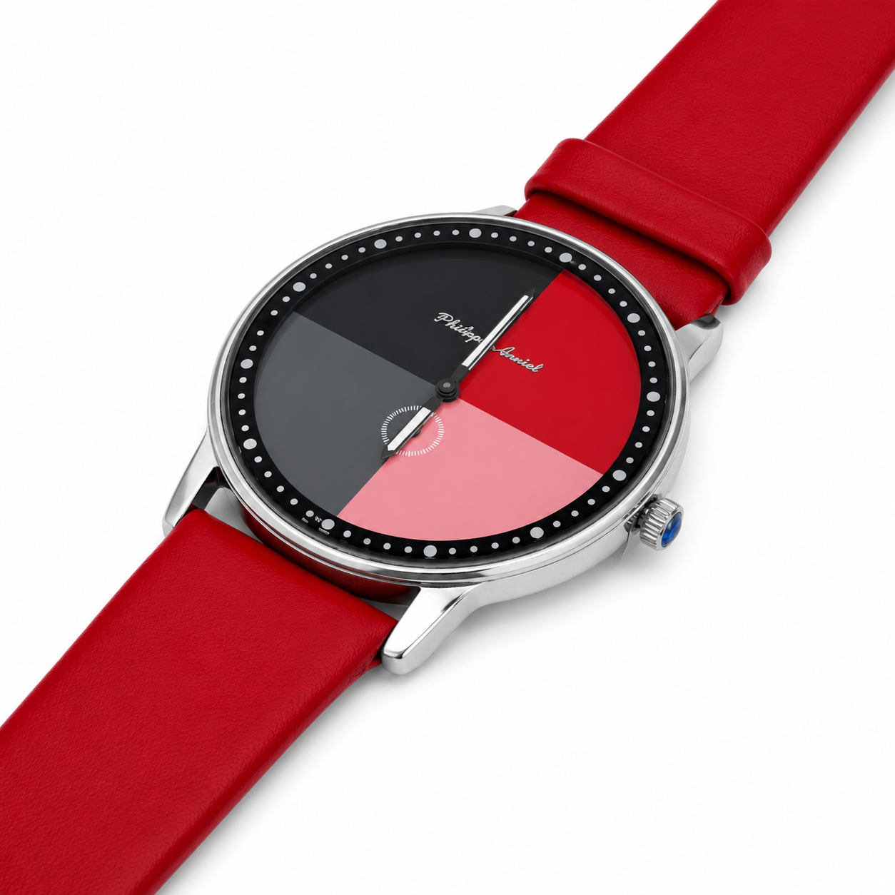 Philippe Amiel M1444 AZ Reloj Unisex Negro y Rojo con Correa de Cuero