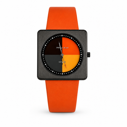 Philippe Amiel M1448 AZ Reloj para Unisex Negro Naranja Acero Inoxidable