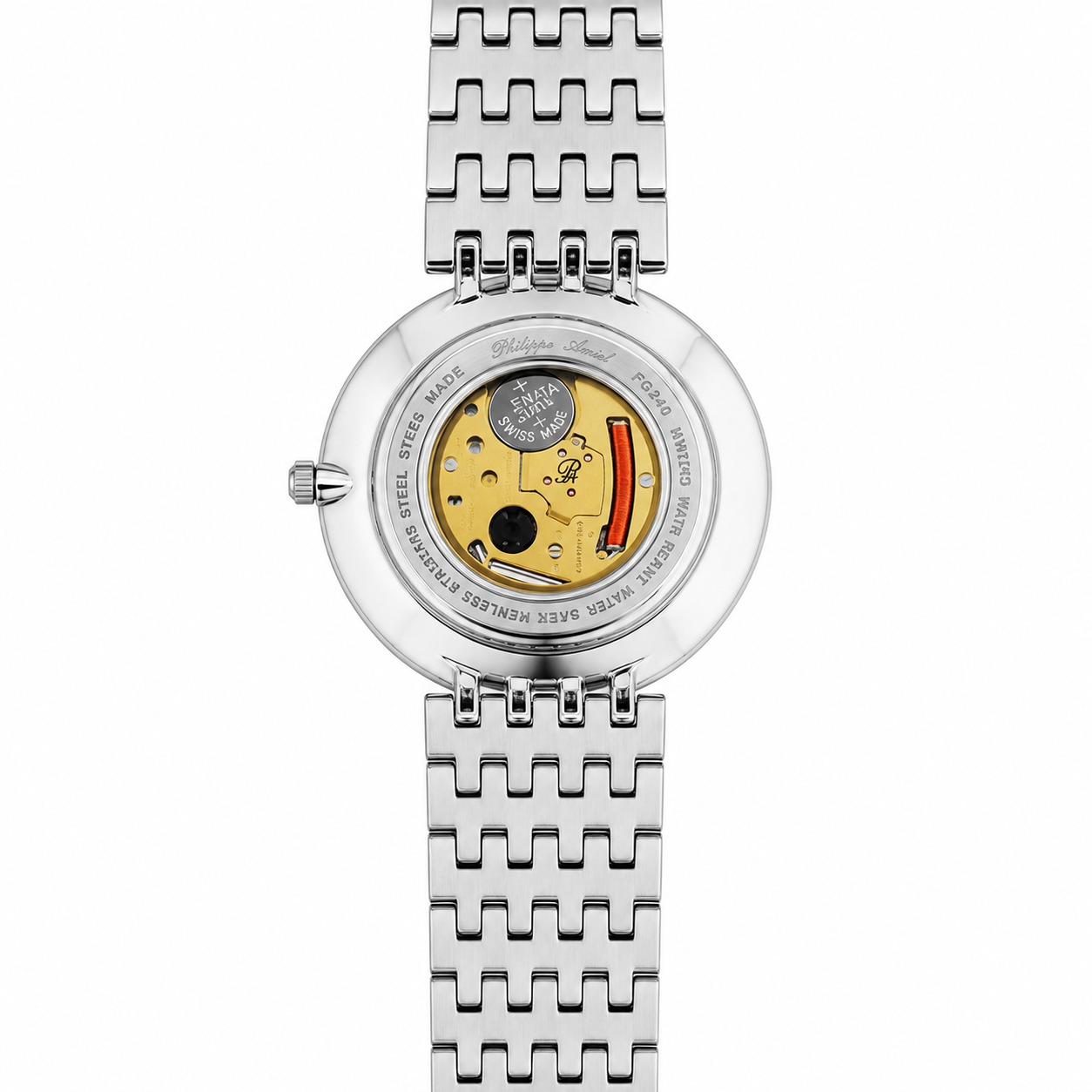 Philippe Amiel F6240 Reloj para Hombre Acero Inoxidable Esfera Blanca con Números Romanos