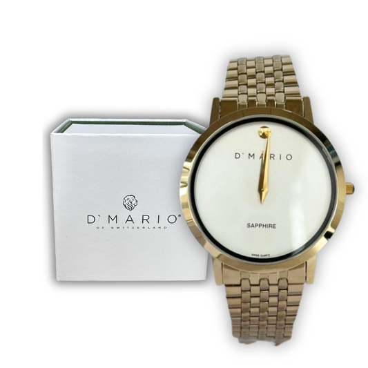 RELOJ D'MARIO HOMBRE ZS3180 PULSO MALLA ACERO DORADO