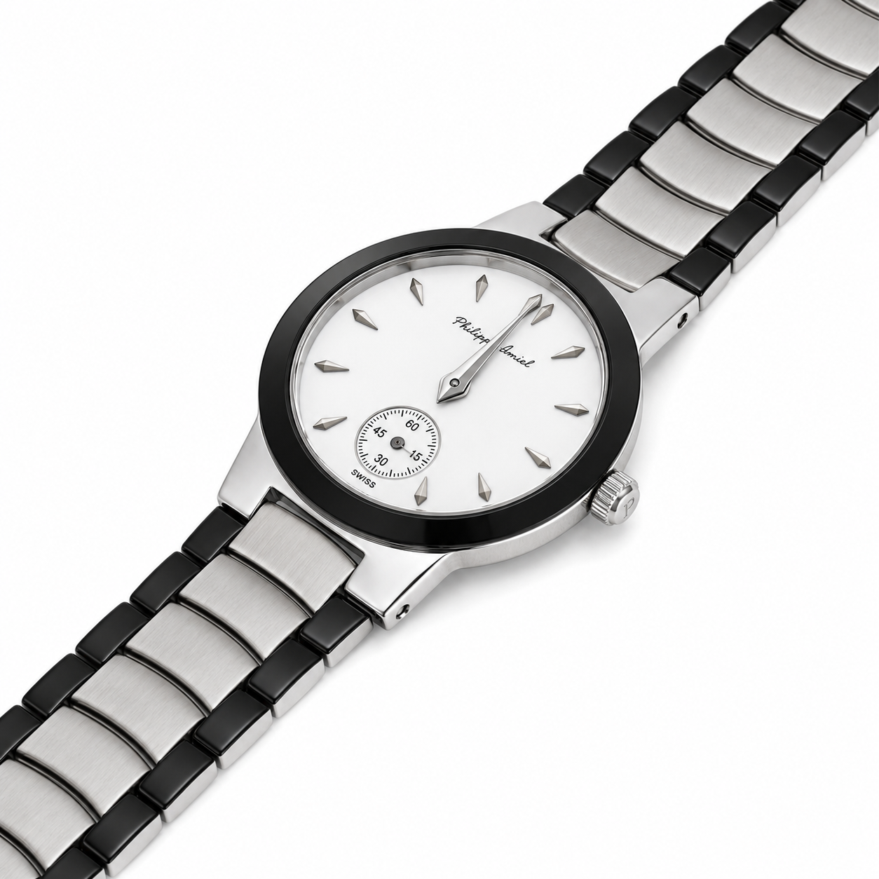 Philippe Amiel F6280 Reloj para Mujer Bicolor Acero Inoxidable Negro y Plateado