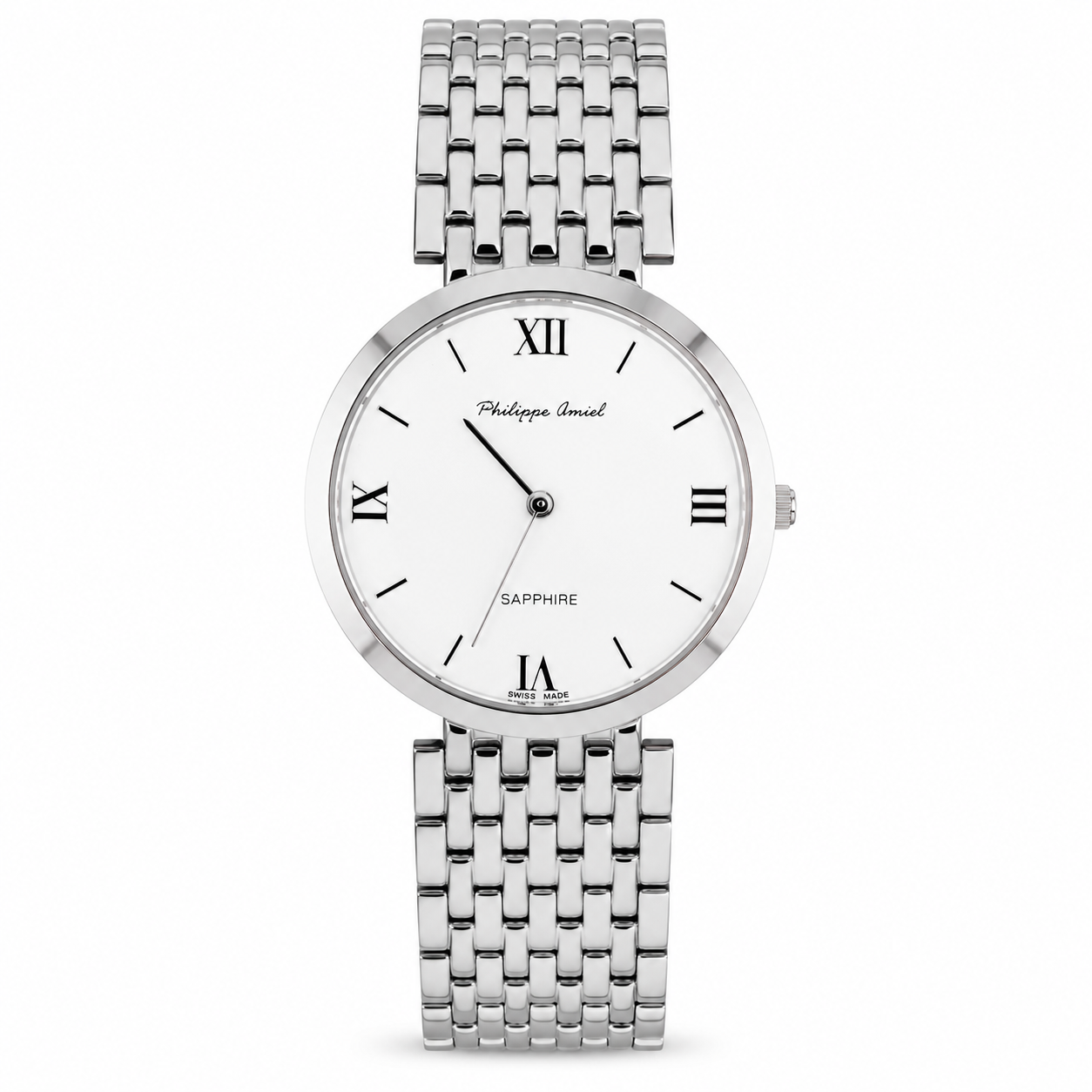 Philippe Amiel F6240 Reloj para Hombre Acero Inoxidable Esfera Blanca con Números Romanos