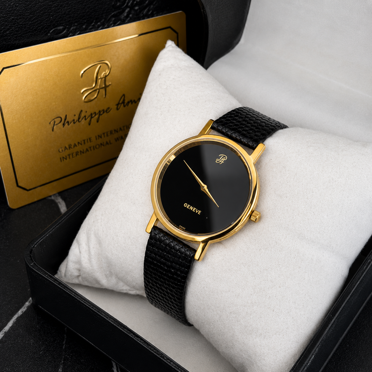 Philippe Amiel M1258 AZ Reloj para Unisex Negro Dorado Acero Inoxidable
