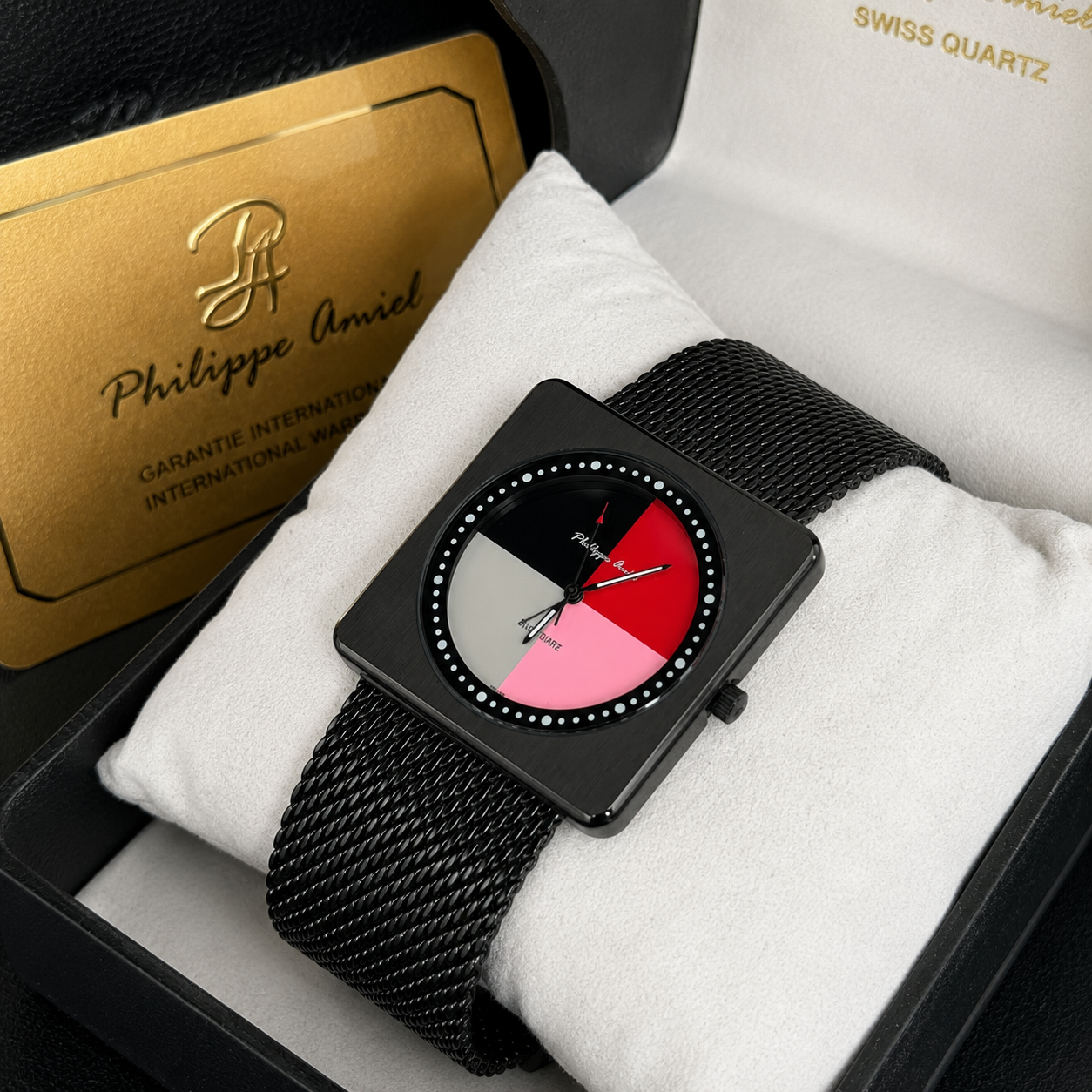 Philippe Amiel M1448 AZ Reloj para Hombre Negro Acero Inoxidable con Cristal de Zafiro