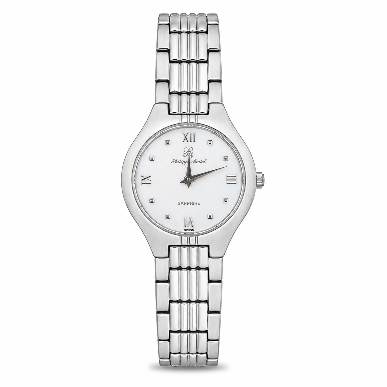 Philippe Amiel F6031 Reloj para Mujer Acero Inoxidable Plateado Esfera Blanca
