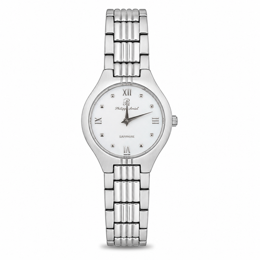 Philippe Amiel F6031 Reloj para Mujer Acero Inoxidable Plateado Esfera Blanca