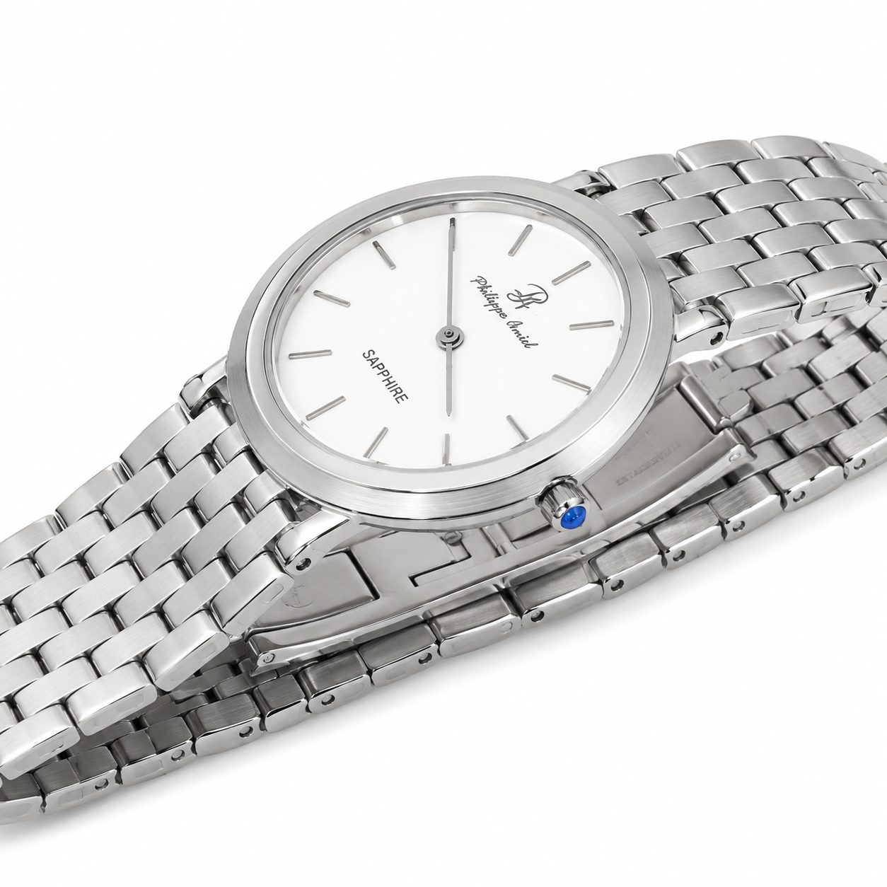 Philippe Amiel F6240 Reloj para Hombre Acero Inoxidable Plateado Esfera Blanca
