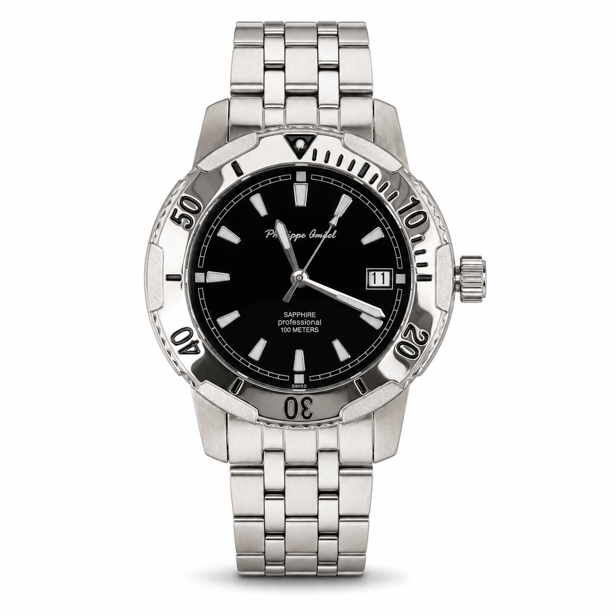 Philippe Amiel M6318 Reloj para Hombre Acero Inoxidable Esfera Negra